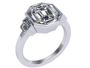 corte de esmeralda, diamante do anel jóias ouro o design anéis 3d print model - Mito3D