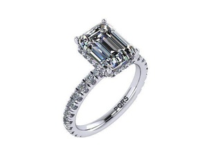 esmeralda cortar diamantes compromiso anillo dorado plata joyería joya anillos 3d print model - Mito3D