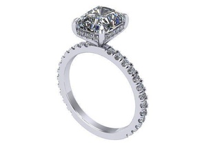 Esmeralda cortar compromiso anillo diamante dorado plata joyería joya anillos 3d print model - Mito3D