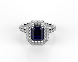corte esmeralda anillo de compromiso la joyería joya el diamante boda 3d modelo comprar los anillos 3d print model - Mito3D