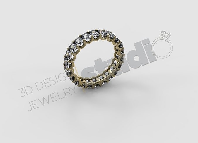 Smaragd Schnitt Ewigkeit Ring 3d Modell Schmuck Gold Juwel Diamant Mode Luxus Ringe 3D print model - Mito3D