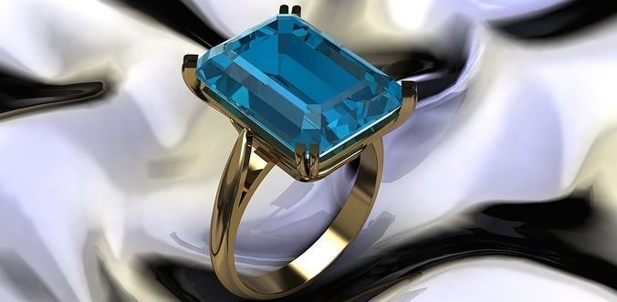 Esmeralda cortar joya anillo joyería oro plata imprimible diamante Moda platino prototipos dedo Boda anillos 3D print model - Mito3D