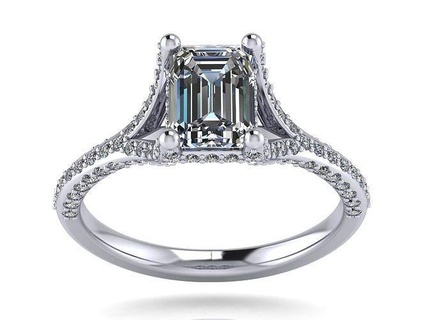 Smeraldo tagliare squillare diamanti gambo spalle vari calcolo taglia diamante gioielleria oro stampabile gioiello nozze Fidanzamento brillante moda solitario gemma anelli 3d print model - Mito3D