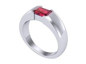 emerald cut ruby ring diamond golden silver jewelry rings 3d print model - Mito3D