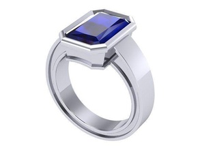 Esmeralda cortar zafiro anillo diamante dorado plata joyería joya anillos 3d print model - Mito3D