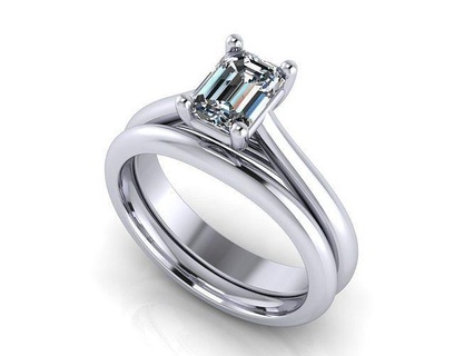 Esmeralda cortar solitario compromiso anillos pareo banda diamante anillo oro joyería joya imprimible Moda brillante zafiro Boda belleza 3d print model - Mito3D