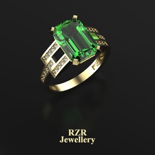 esmeralda pedra cortada jóias rzrady anel diamante anéis 3d print model - Mito3D