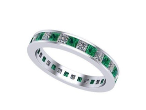emerald diamond band golden silver jewelry rings 3d print model - Mito3D