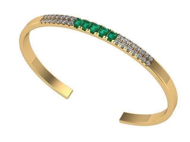 emerald diamond bracelet diamonds golden silver jewelry bracelets 3D print model - Mito3D