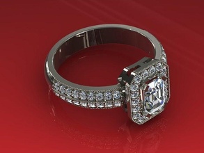 emerald diamond ring e3 jewelry engagement printable jewel brilliant wedding pendant sterling rings 3d print model - Mito3D