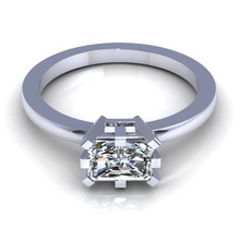 Smaragd-Diamant-ring Schmuck diamond Saphir weiß gold sterling Silber Hochzeit stl cad bedruckbar ist design 3d engagem engagement ring solitair vintag Ringe 3d print model - Mito3D