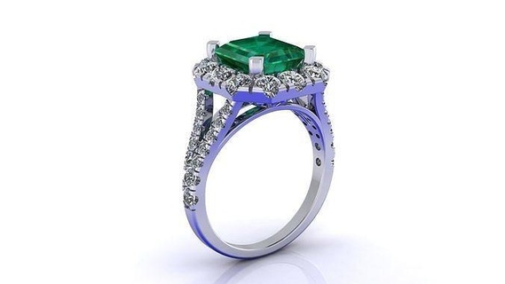 esmeralda diamante pedra anel ouro joalheria argolas noivado jóias jóia gema prata 3d print model - Mito3D