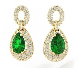 emerald earrings gold jewelry luxury printable brilliant 3d print model - Mito3D