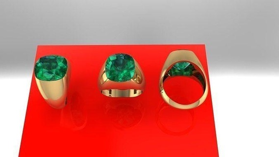 esmeralda senhores anel Projeto joalheria ouro prata argolas joias pedra noivado diamante solteiro masculino 3d print model - Mito3D