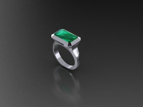 verde smeraldo anello gioielli disco di platino fidanzamento stampabile argento gemma emerald il design matrimonio gioiello oro moda anelli 3d print model - Mito3D