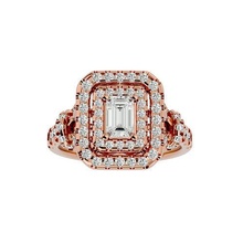 Esmeralda aureola solitario Boda compromiso anillo 360 joyería joya banda mujer oro diamante anillos 3d print model - Mito3D