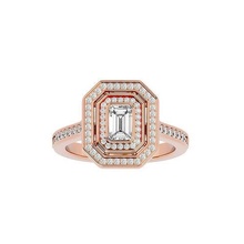 esmeralda aureola solitario boda compromiso anillo 360 joyería joya banda mujer oro diamante anillos imprimible 3d print model - Mito3D