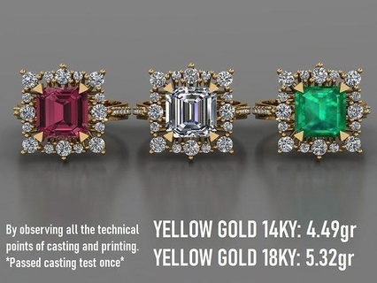 emerald halo wedding engagement ring 04 - haloring diamond gold jewelry matrix matrix9 rings jewelryrings jewel gem luxury gear 3d print model - Mito3D