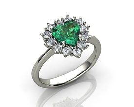 emerald heart diamond ring jewelry gold fashion engagement wedding rings 3d print model - Mito3D