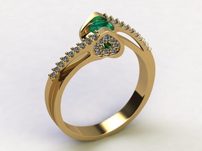 emerald heart jewelry luxury shining gold romance precious gem printable jewel diamond ring fashion brilliant engagem valentine beauty love rings 3d print model - Mito3D