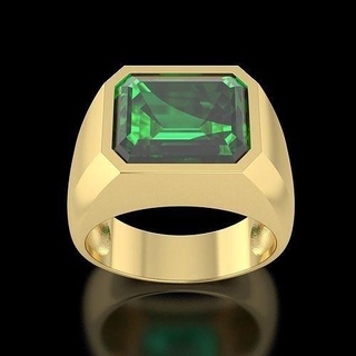 emerald mens ring 12x10 diamond rings gold jewelry printable engagement silver gem cad 3d model design stl rhino 3d print model - Mito3D