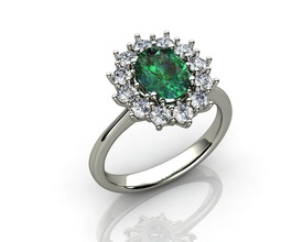 esmeralda ovalada anillo de diamantes la joyería oro el diamante blanco plata moda compromiso los anillos 3d print model - Mito3D