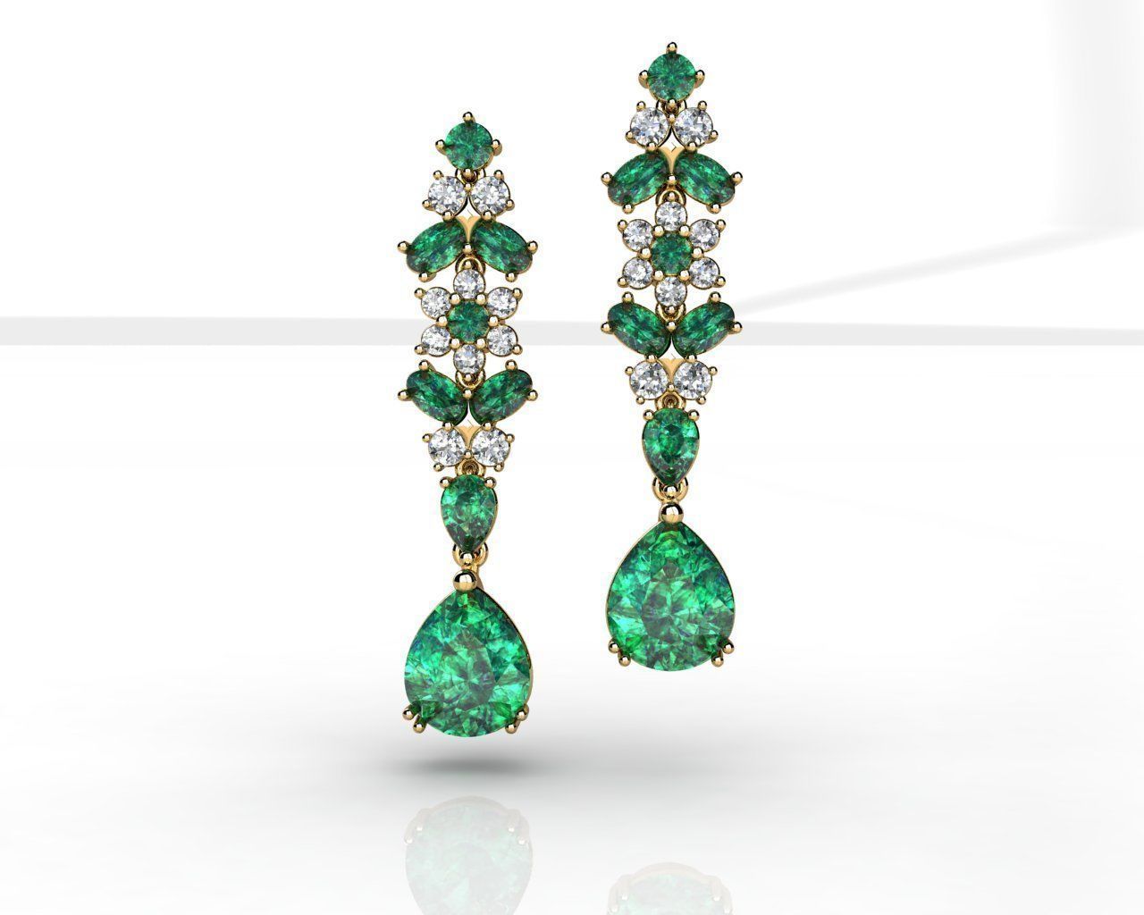 esmeralda pera brincos de diamante jóias ouro o engajamento ruby ametista 3D print model - Mito3D