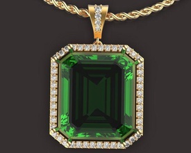 emerald pendant fashion beauty necklace jewellery diamond silver gold jewelry ring sterling brilliant brillant printable white gem light diamant pendants 3d print model - Mito3D