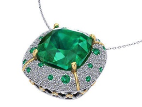 emerald pendant jewelry diamond golden silver pendants 3d print model - Mito3D