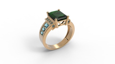emerald princess ring jewelry gold modern luxury printable precious gem actual fashionable popular shining engagement 2019 rings red stylish 3d print model - Mito3D
