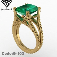emerald ring jewelry shining luxury wealth precious platinum pendant decoration silver sterling rings 3d print model - Mito3D