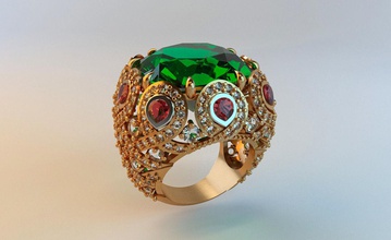 Smaragd-ring diamond ring Schmuck gold Mode gem bedruckbar ist Mode-ring gold-ring Diamant-ring engagement genial Juwel Ringe 3d print model - Mito3D