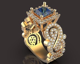 Smaragd Ring druckbar Juwel Silber brillant Diamant Engagement Mode Weiß Gold Schönheit Schmuck Anhänger Halskette engagem Sterling 3d print model - Mito3D