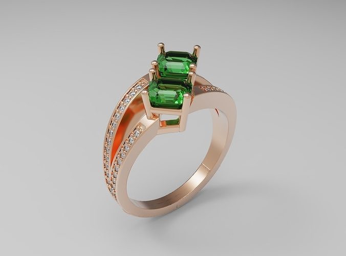 émeraude bague bijoux or argent diamant bijou gemme engagement platine mode brillant beauté saphir rubis engagem anneaux 3D print model - Mito3D