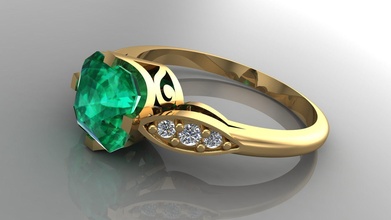 emerald ring wedding engagement promise brilliant marriage brillant silver fashion beauty diamond jewelry flower semi mount zee gold 3d rhino rings 3d print model - Mito3D
