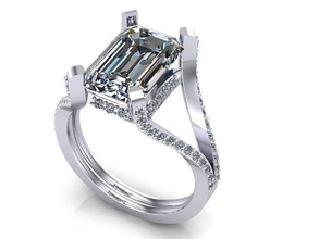émeraude bague 33 diamant platine brillant gemme carat imprimable bijou or bijoux luxe mode anneaux 3d print model - Mito3D