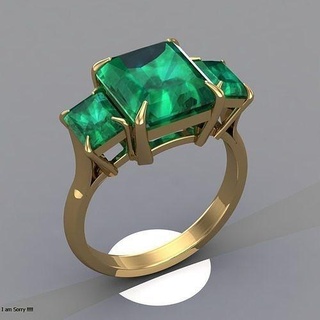 Esmeralda anillo 3d impresión modelo joyería joya imprimible Boda anillos diamante platino brillante compromiso canalla 3d print model - Mito3D