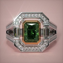 Smeraldo squillare 3d Stampa modello design diamante moda bellezza oro gioiello gioielleria stampabile argento nozze lusso anelli 3d print model - Mito3D