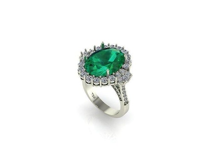 emerald ring diamonds jewelry diamond jewellery gem brilliant gold fashion beauty engagement rings 3d print model - Mito3D