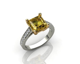 anillo de esmeralda plaza allanar halo compromiso diamante solitario la joyería oro el boda plata cad blanco platino los anillos 3d print model - Mito3D