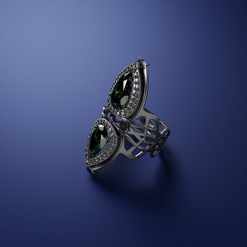 Smeraldo argento squillare diamante gioielleria stampabile anelli gemma oro gioiello prezioso design moda donna 3D print model - Mito3D