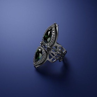Smeraldo argento squillare diamante gioielleria stampabile anelli gemma oro gioiello prezioso design moda donna 3d print model - Mito3D
