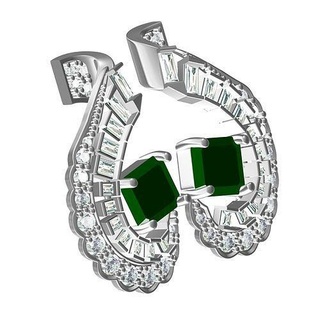 Smeraldo calcolo arte deco orecchino gioielleria gemma stampabile squillare diamante oro argento 3d cad design personalizzare perno omega orecchini 3d print model - Mito3D