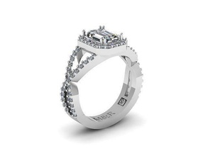 esmeralda pedra cruzado anel diamante dourado prata joalheria argolas 3d print model - Mito3D