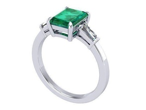 emerald stone radiant ring diamond golden silver jewelry rings 3d print model - Mito3D