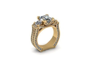 emerald stone ring diamond golden silver jewelry rings 3d print model - Mito3D