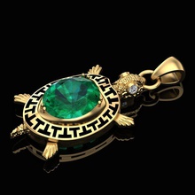 emerald tortoise jewelry pendant gold jewellery gem diamond silver printable jewel fashion beauty cnc brilliant sterling sapphire ruby pendants 3d print model - Mito3D