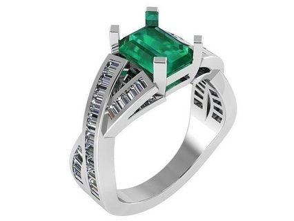 Smeraldo contorto squillare 1509 oro diamante spianare gioielleria argento produzione moda design Fidanzamento gemma stampabile sterlina braccialetto cubano orecchino collana pendente anelli 3d print model - Mito3D