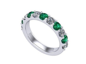 esmeraldas diamantes banda diamante dourado prata joalheria anel argolas 3d print model - Mito3D