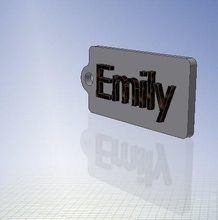 emily name tag key chain fob zipper 2x1x02in 50x25x5mm thk fashion keychain keyfob other zip zippertag ziptag 3d print model - Mito3D
